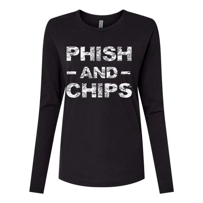 P.H.I.S.H And Chips Funny Hacker Womens Cotton Relaxed Long Sleeve T-Shirt