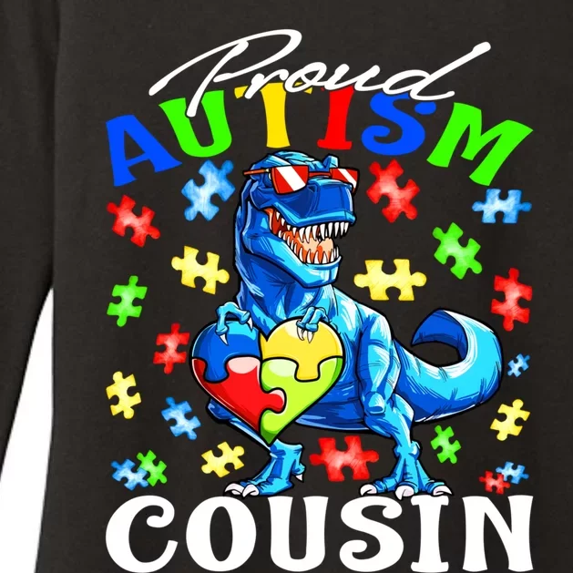 Proud Autism Cousin Dinosaur Autism Awareness Gift Womens CVC Long Sleeve Shirt