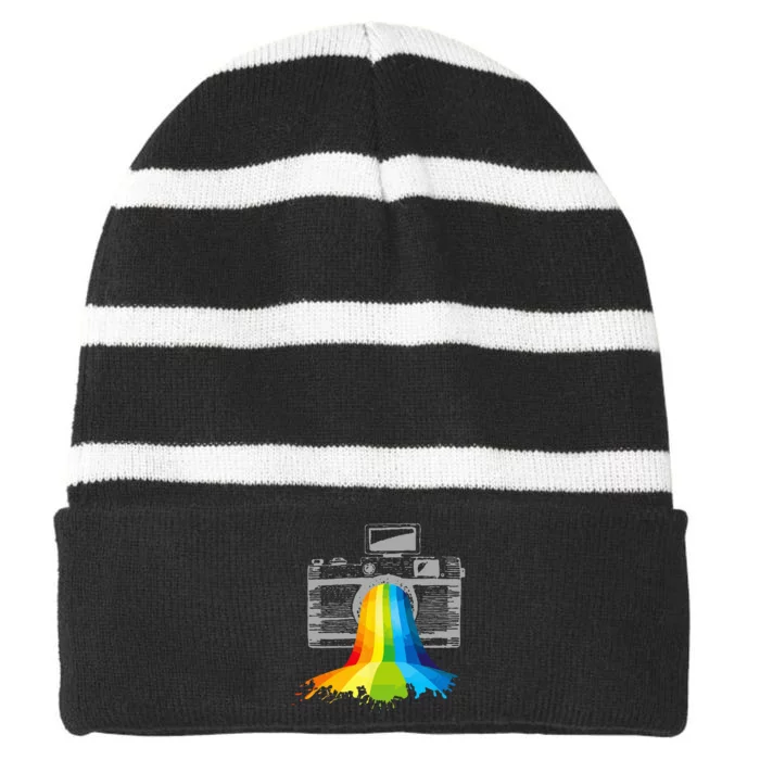 Photography Artist Camera Art Photographer Gift Striped Beanie with Solid Band