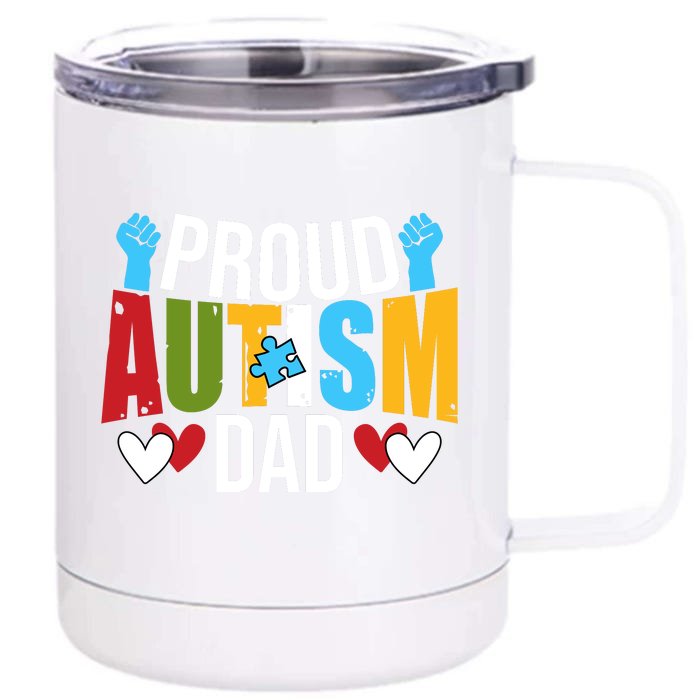 Proud Autism Dad Autism Awareness Day Front & Back 12oz Stainless Steel Tumbler Cup