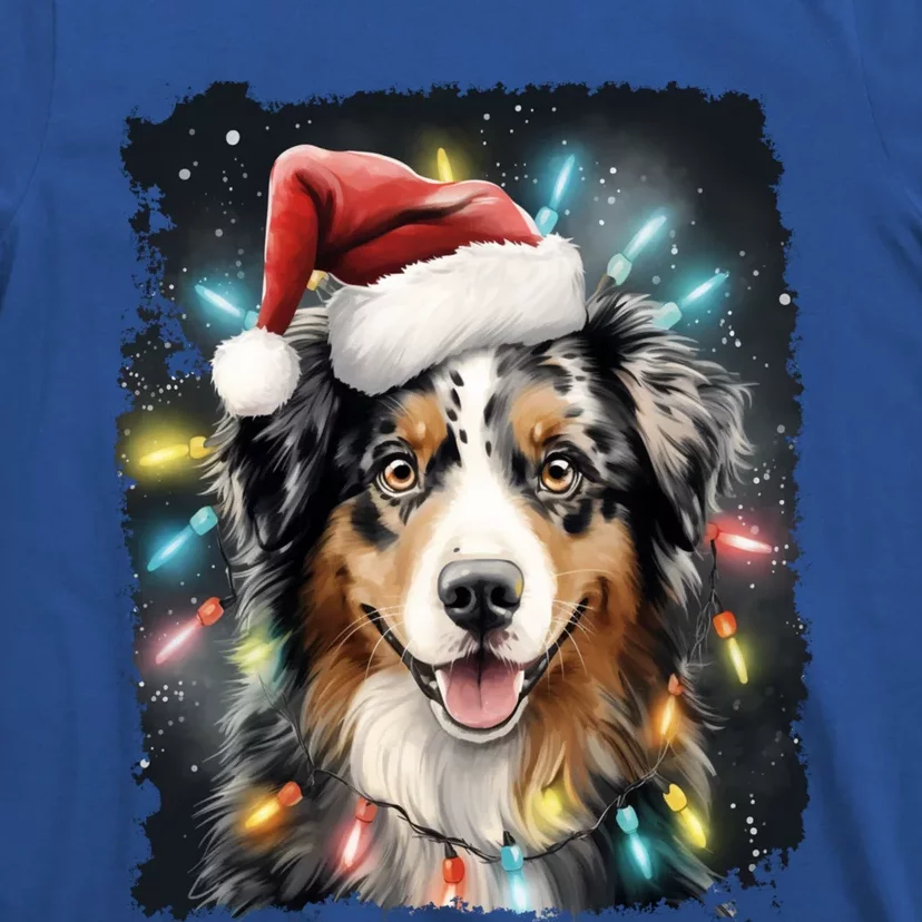 Pop Art Dog Christmas Australian Shepherd Gift T-Shirt