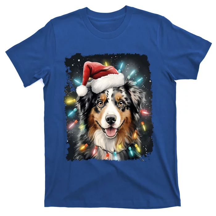 Pop Art Dog Christmas Australian Shepherd Gift T-Shirt