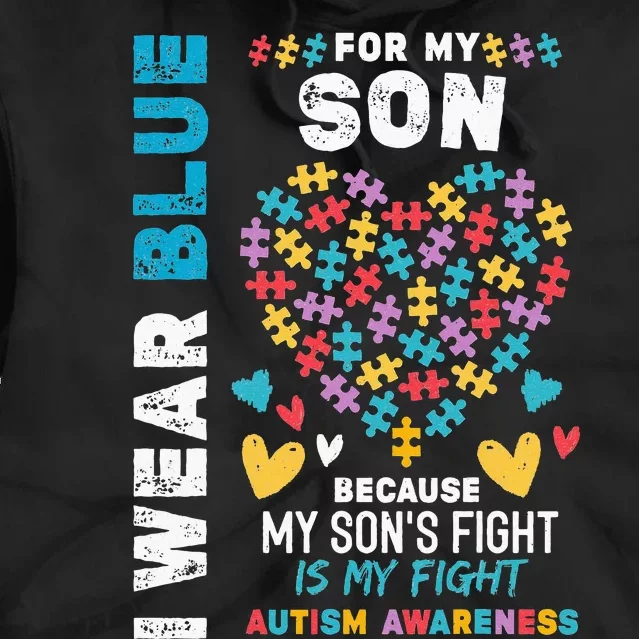 Proud Autistic Dad, I Wear Blue for my Son Autism Awareness Tie Dye Hoodie