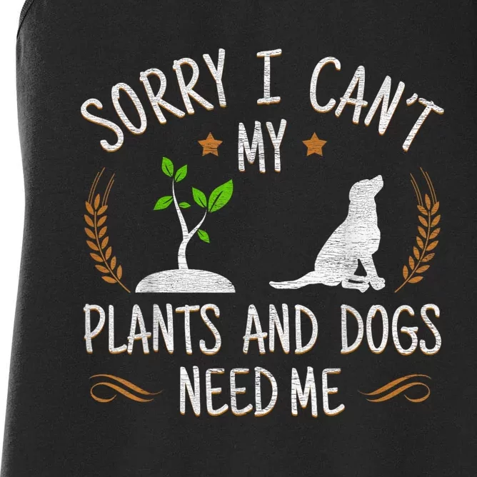 Plants And Dog Lover Gardener Funny Gift Plants Dog Lover Women's Racerback Tank