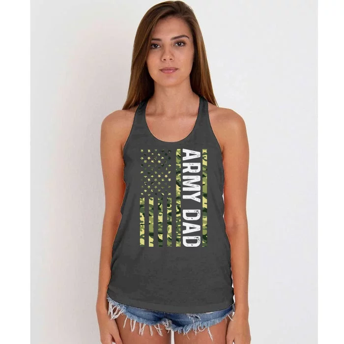 Proud Army Dad United States Usa Flag For FatherS Day Women's Knotted Racerback Tank