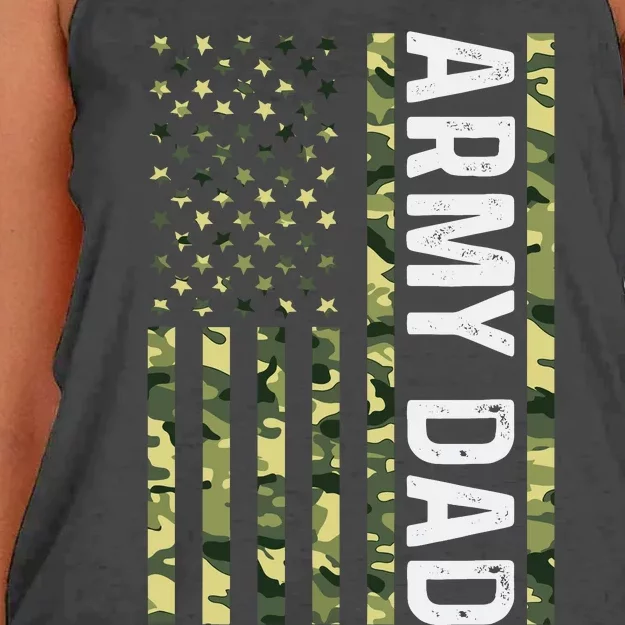 Proud Army Dad United States Usa Flag For FatherS Day Women's Knotted Racerback Tank