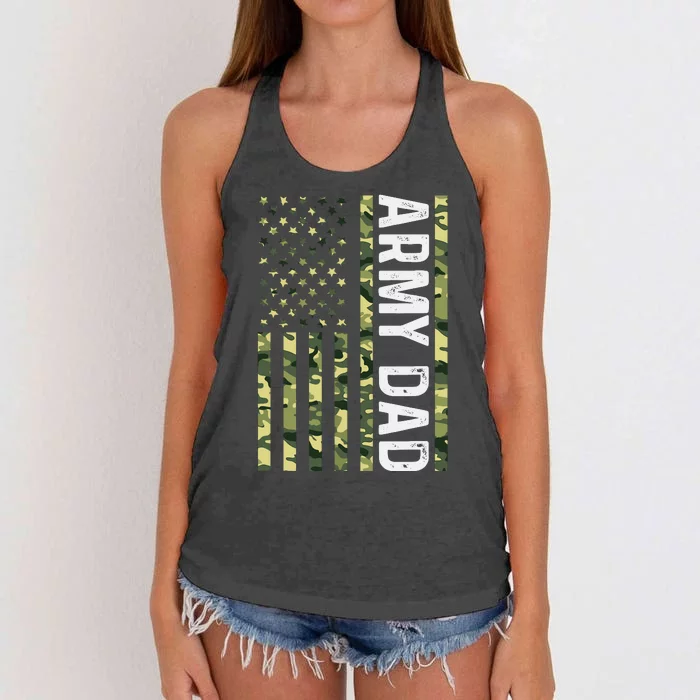 Proud Army Dad United States Usa Flag For FatherS Day Women's Knotted Racerback Tank