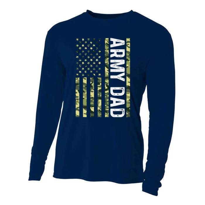 Proud Army Dad United States Usa Flag For FatherS Day Cooling Performance Long Sleeve Crew