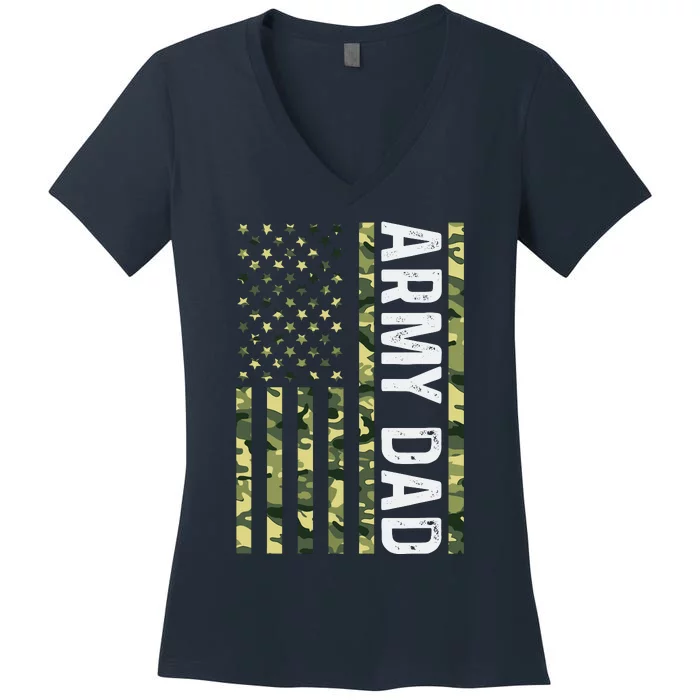 Proud Army Dad United States Usa Flag For FatherS Day Women's V-Neck T-Shirt