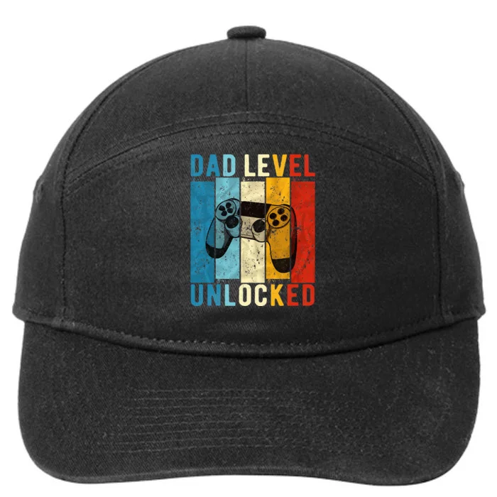 Pregnancy Announcement Dad Level Unlocked New Daddy Father 7-Panel Snapback Hat