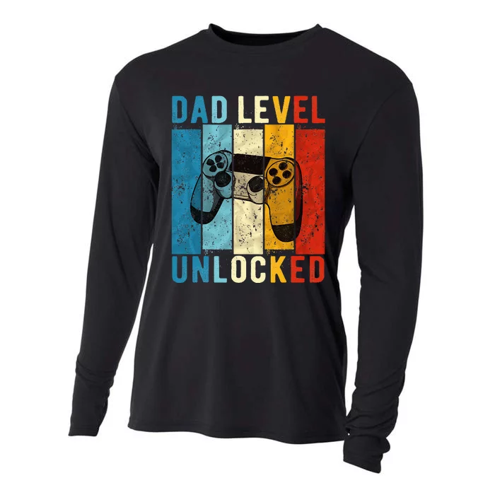 Pregnancy Announcement Dad Level Unlocked New Daddy Father Cooling Performance Long Sleeve Crew