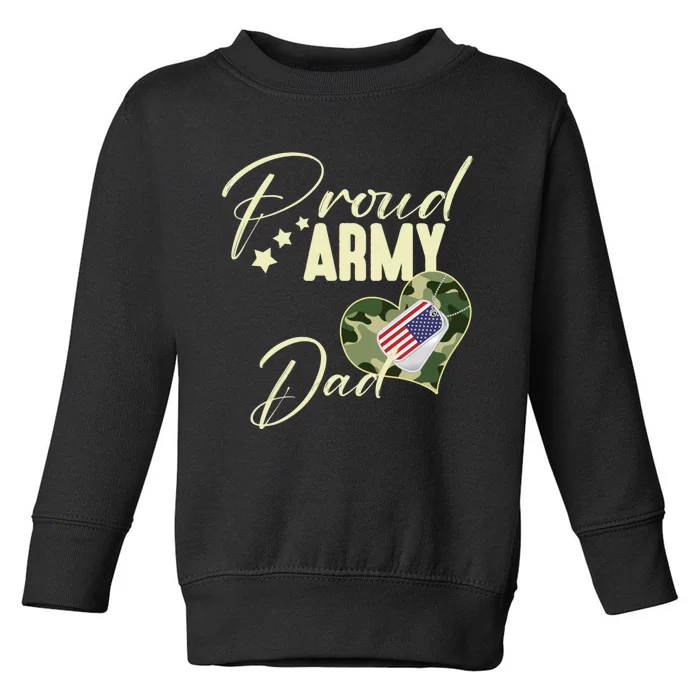 Proud Army Dad Camouflage Dog Tag Usa American Flag Toddler Sweatshirt