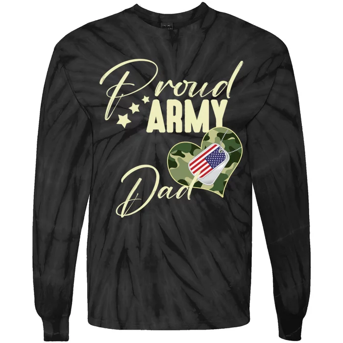 Proud Army Dad Camouflage Dog Tag Usa American Flag Tie-Dye Long Sleeve Shirt