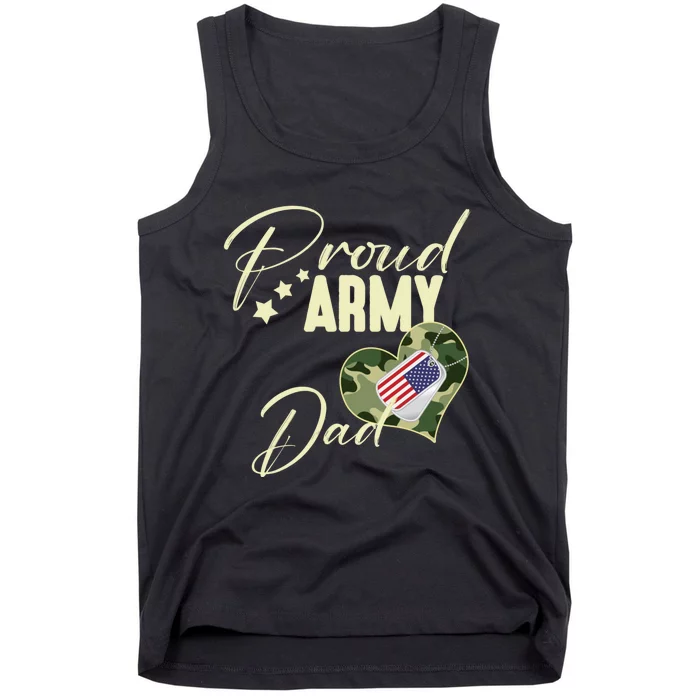 Proud Army Dad Camouflage Dog Tag Usa American Flag Tank Top