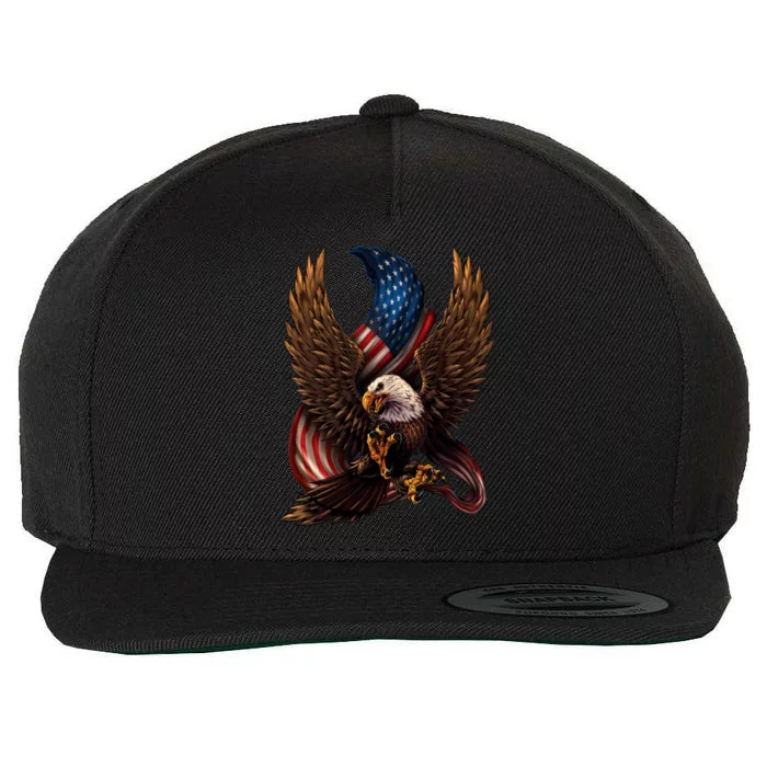 Patriotic American Design With Eagle And Flag Wool Snapback Cap