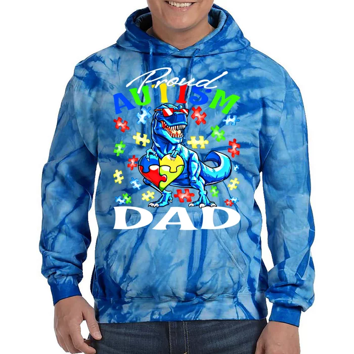 Proud Autism Dad Dinosaur Autism Awareness Gift Tie Dye Hoodie