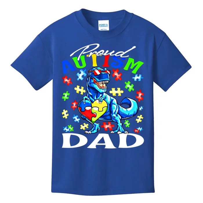 Proud Autism Dad Dinosaur Autism Awareness Gift Kids T-Shirt