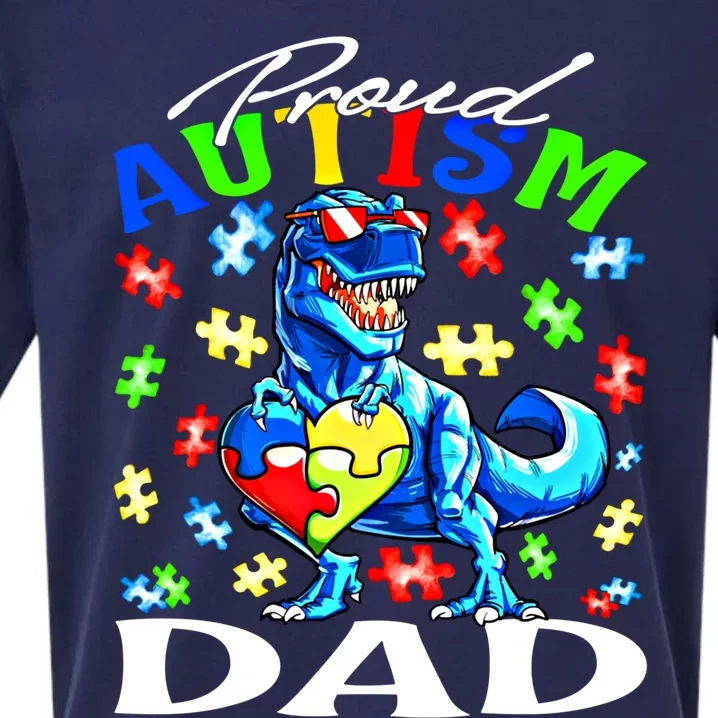 Proud Autism Dad Dinosaur Autism Awareness Gift Sueded Cloud Jersey T-Shirt