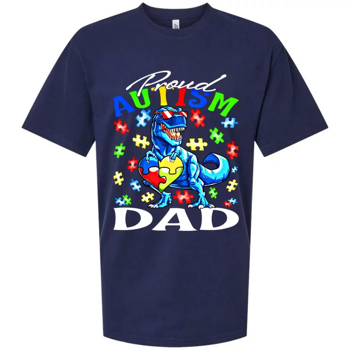 Proud Autism Dad Dinosaur Autism Awareness Gift Sueded Cloud Jersey T-Shirt