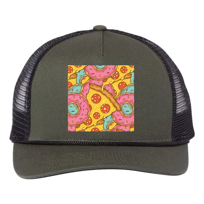 Pizza And Donuts Fast Food Retro Rope Trucker Hat Cap