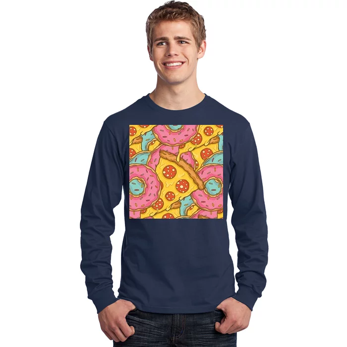 Pizza And Donuts Fast Food Long Sleeve Shirt