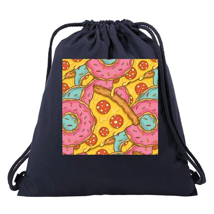 Pizza And Donuts Fast Food Drawstring Bag