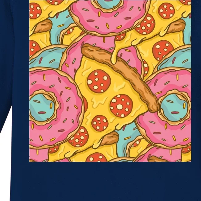 Pizza And Donuts Fast Food Baby Long Sleeve Bodysuit