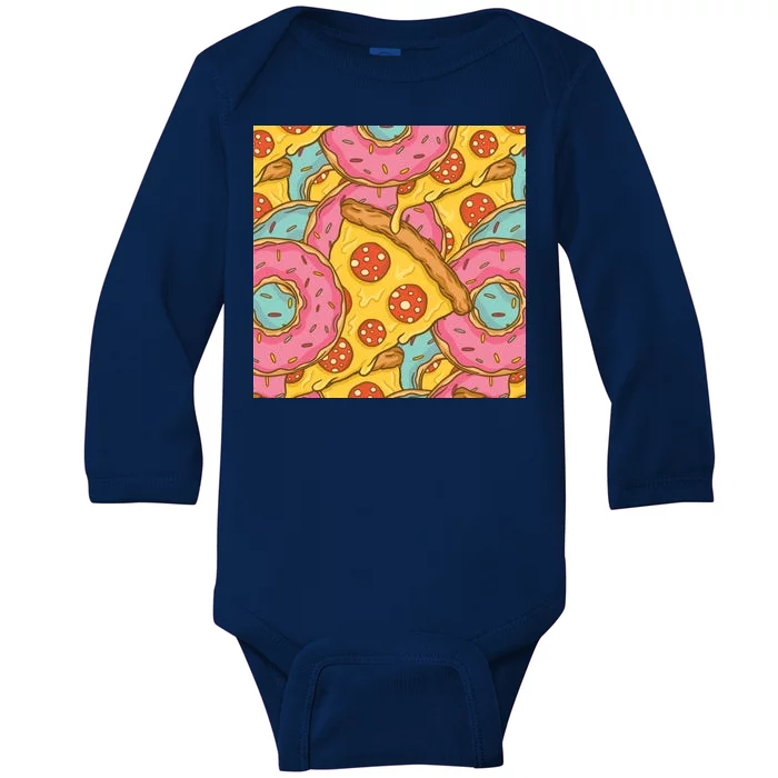 Pizza And Donuts Fast Food Baby Long Sleeve Bodysuit