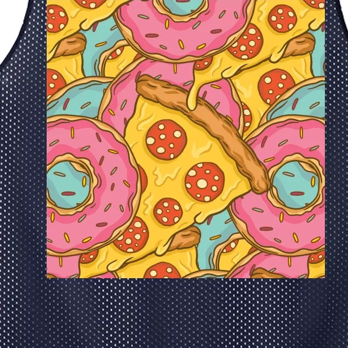 Pizza And Donuts Fast Food Mesh Reversible Basketball Jersey Tank