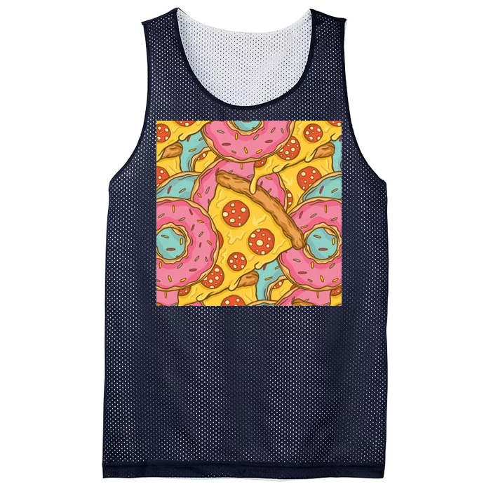 Pizza And Donuts Fast Food Mesh Reversible Basketball Jersey Tank