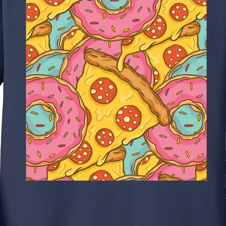 Pizza And Donuts Fast Food Kids Long Sleeve Shirt