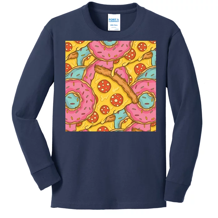 Pizza And Donuts Fast Food Kids Long Sleeve Shirt