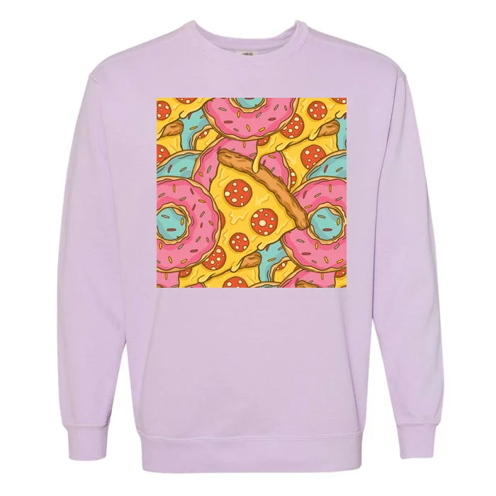 Pizza And Donuts Fast Food Garment-Dyed Sweatshirt