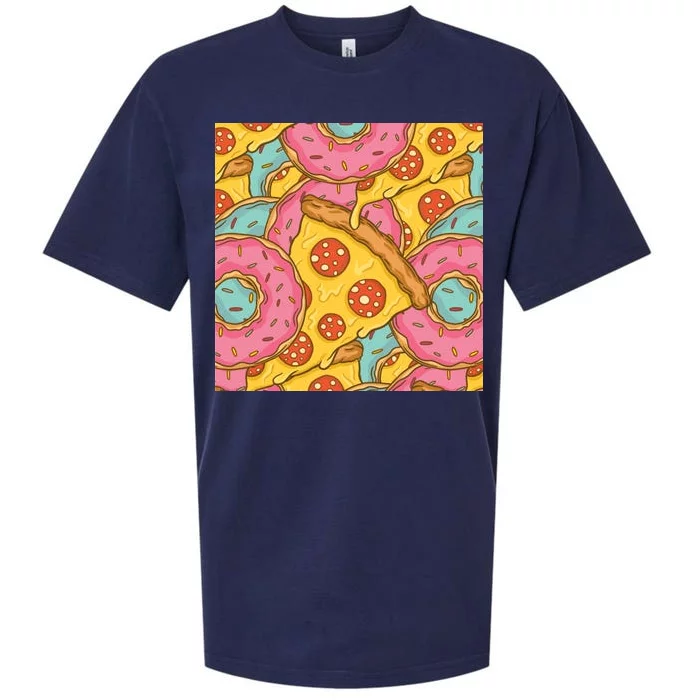 Pizza And Donuts Fast Food Sueded Cloud Jersey T-Shirt