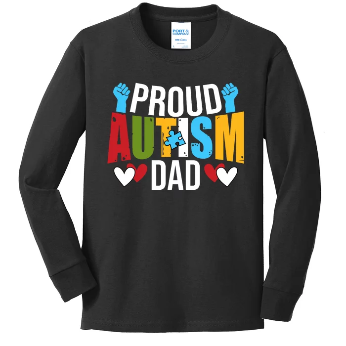 Proud Autism Dad T V4 Kids Long Sleeve Shirt