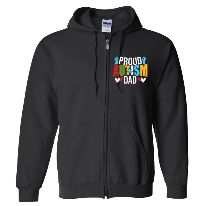 Proud Autism Dad T V4 Full Zip Hoodie