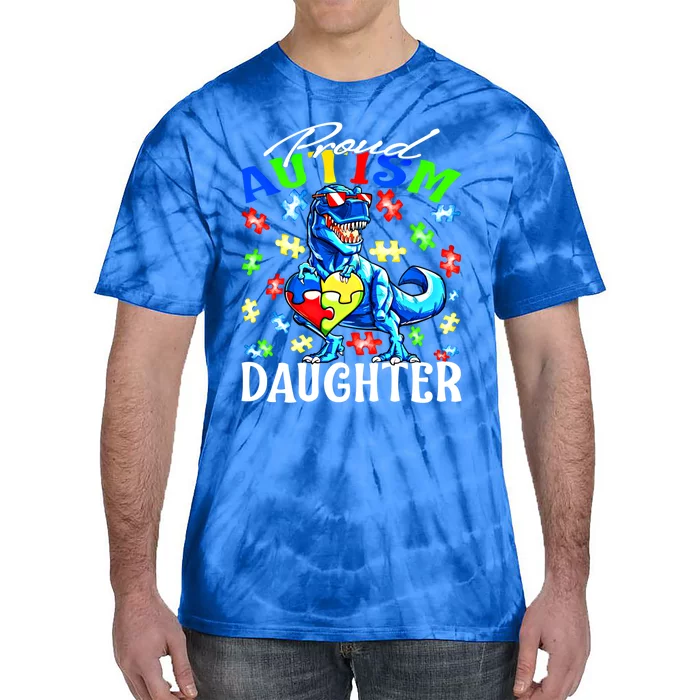 Proud Autism Daughter Dinosaur Autism Awareness Cool Gift Tie-Dye T-Shirt