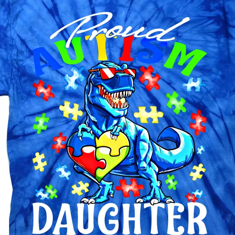 Proud Autism Daughter Dinosaur Autism Awareness Cool Gift Tie-Dye T-Shirt