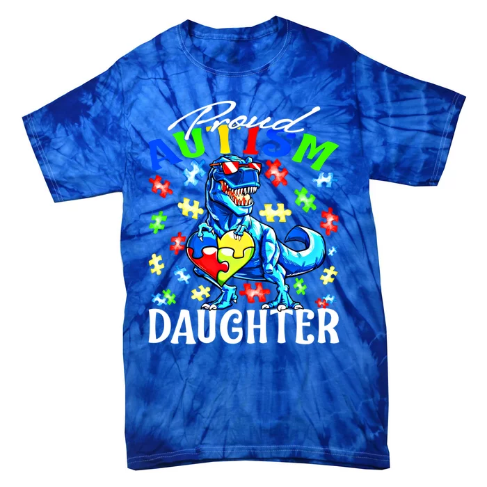 Proud Autism Daughter Dinosaur Autism Awareness Cool Gift Tie-Dye T-Shirt