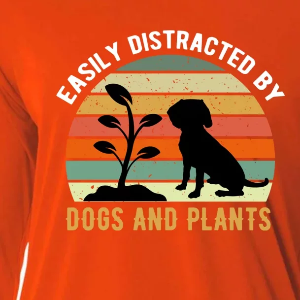 Plants And Dogs Funny Quote Plant Lover Dog Owner Gardening Gift Cooling Performance Long Sleeve Crew