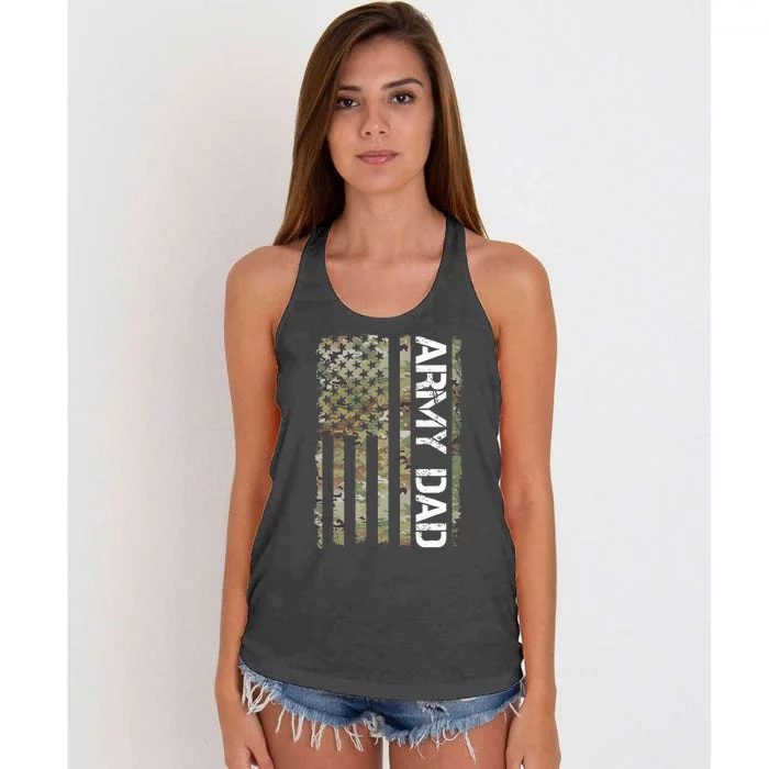 Proud Army Dad United States Usa Flag Gift For FatherS Day Women's Knotted Racerback Tank