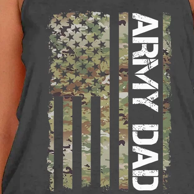 Proud Army Dad United States Usa Flag Gift For FatherS Day Women's Knotted Racerback Tank