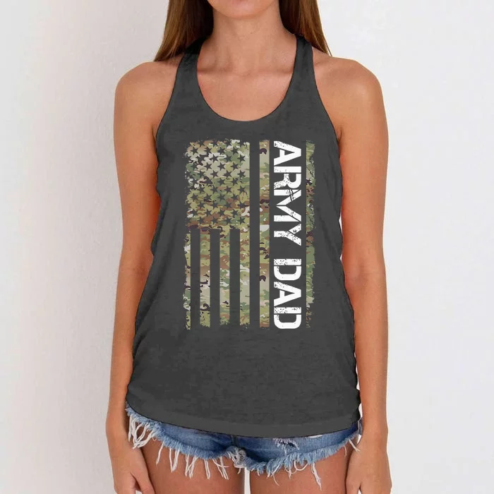 Proud Army Dad United States Usa Flag Gift For FatherS Day Women's Knotted Racerback Tank