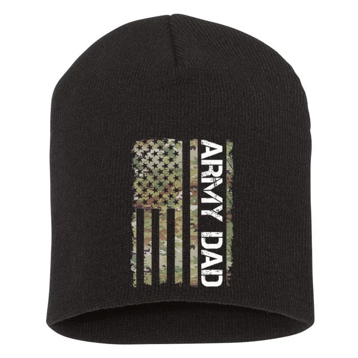 Proud Army Dad United States Usa Flag Gift For FatherS Day Short Acrylic Beanie