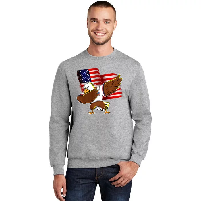 Pledge Allegiance Dabbing US Eagle 4th Of July USA Flag Day Tall Sweatshirt