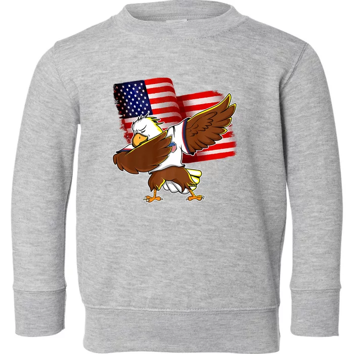 Pledge Allegiance Dabbing US Eagle 4th Of July USA Flag Day Toddler Sweatshirt