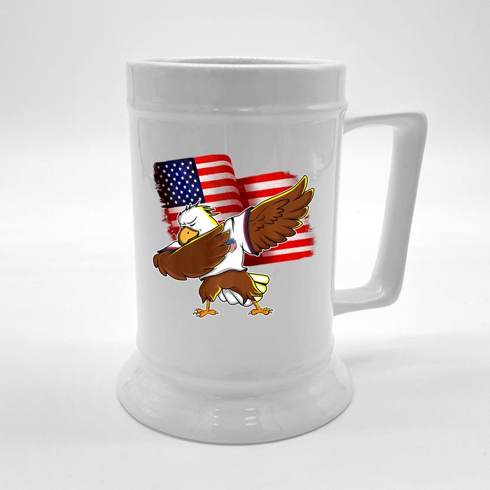 Pledge Allegiance Dabbing US Eagle 4th Of July USA Flag Day Front & Back Beer Stein