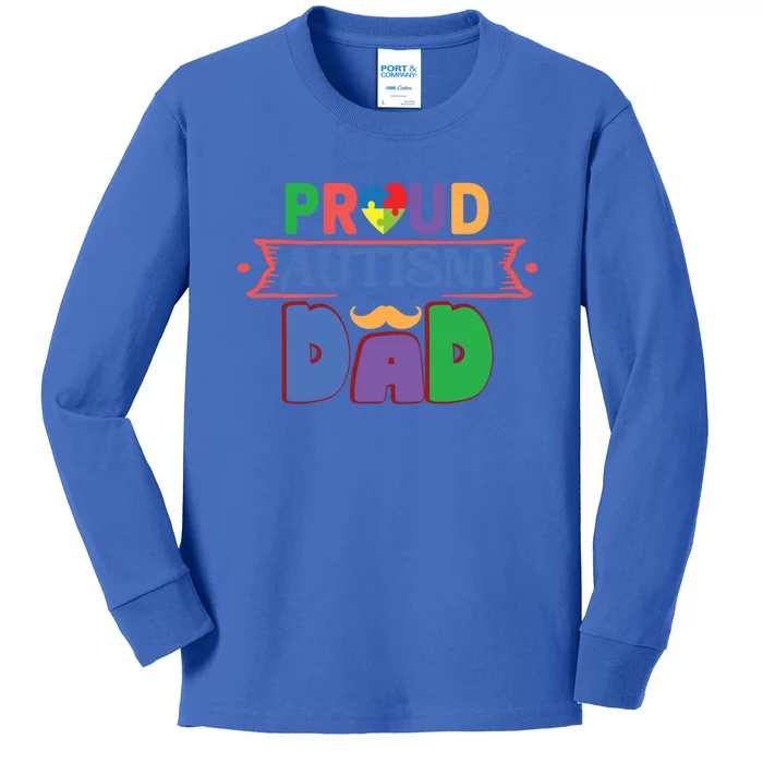 Proud Autism Dad Awareness And Support Gift Kids Long Sleeve Shirt