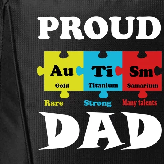 Proud Autism Dad Periodic Table Puzzle Gift City Backpack