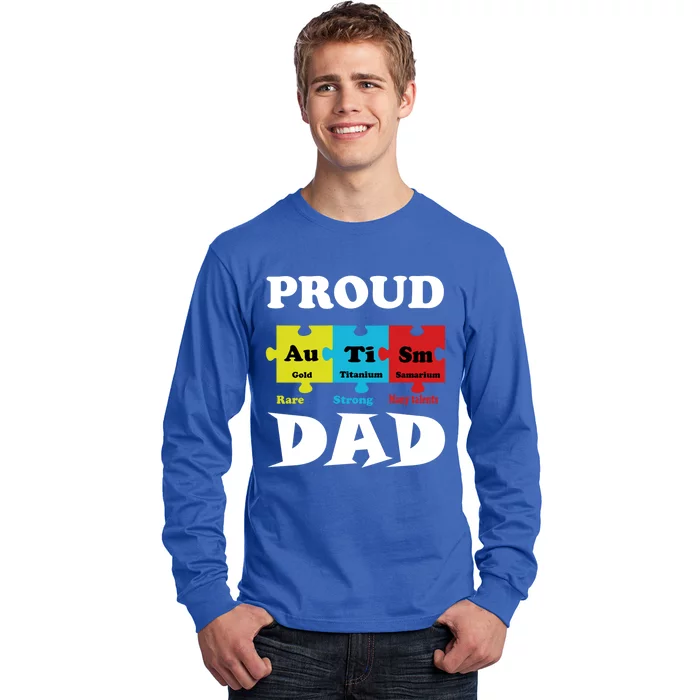 Proud Autism Dad Periodic Table Puzzle Gift Long Sleeve Shirt